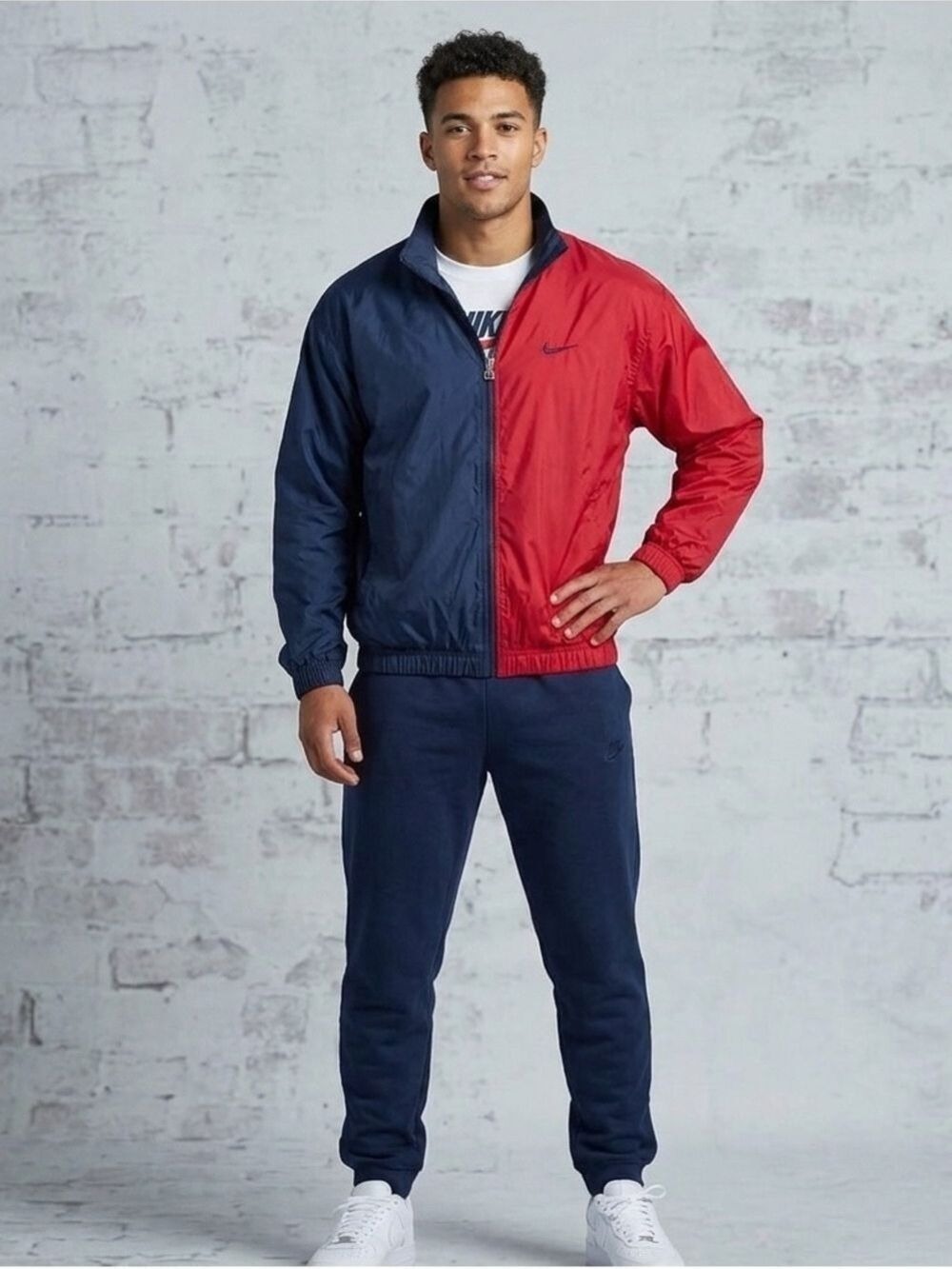 Vintage 90s Nike colorblock full-zip windbreaker jacket